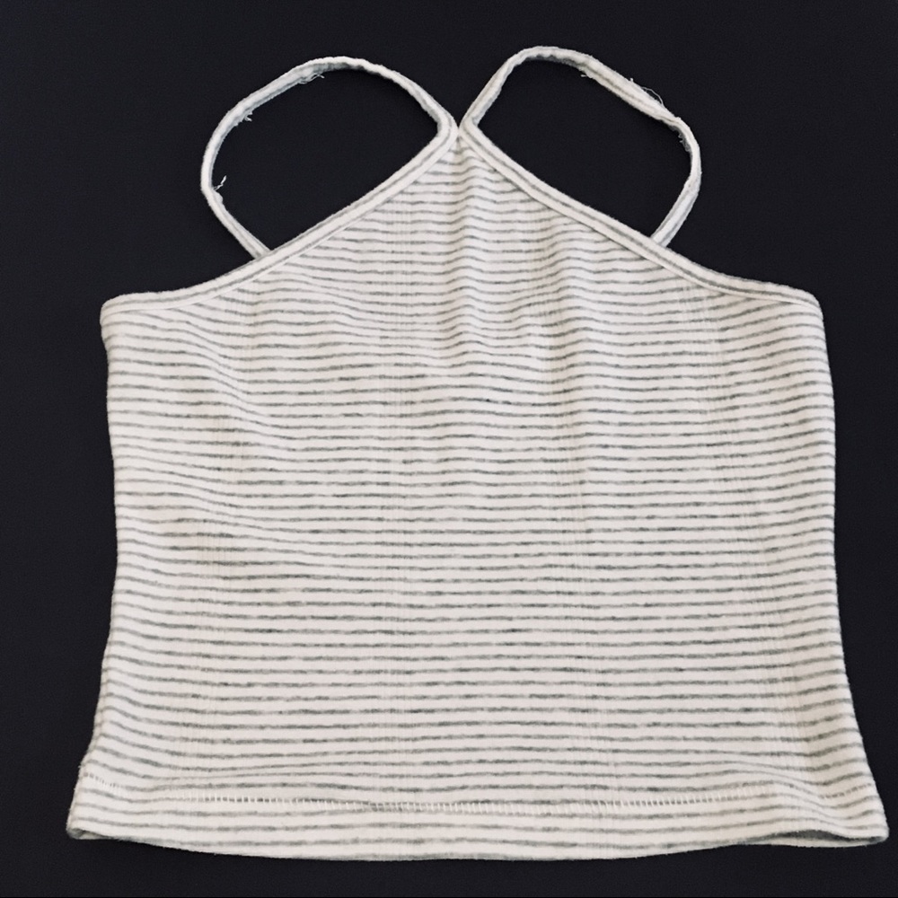 Striped tank top cami halter cross front